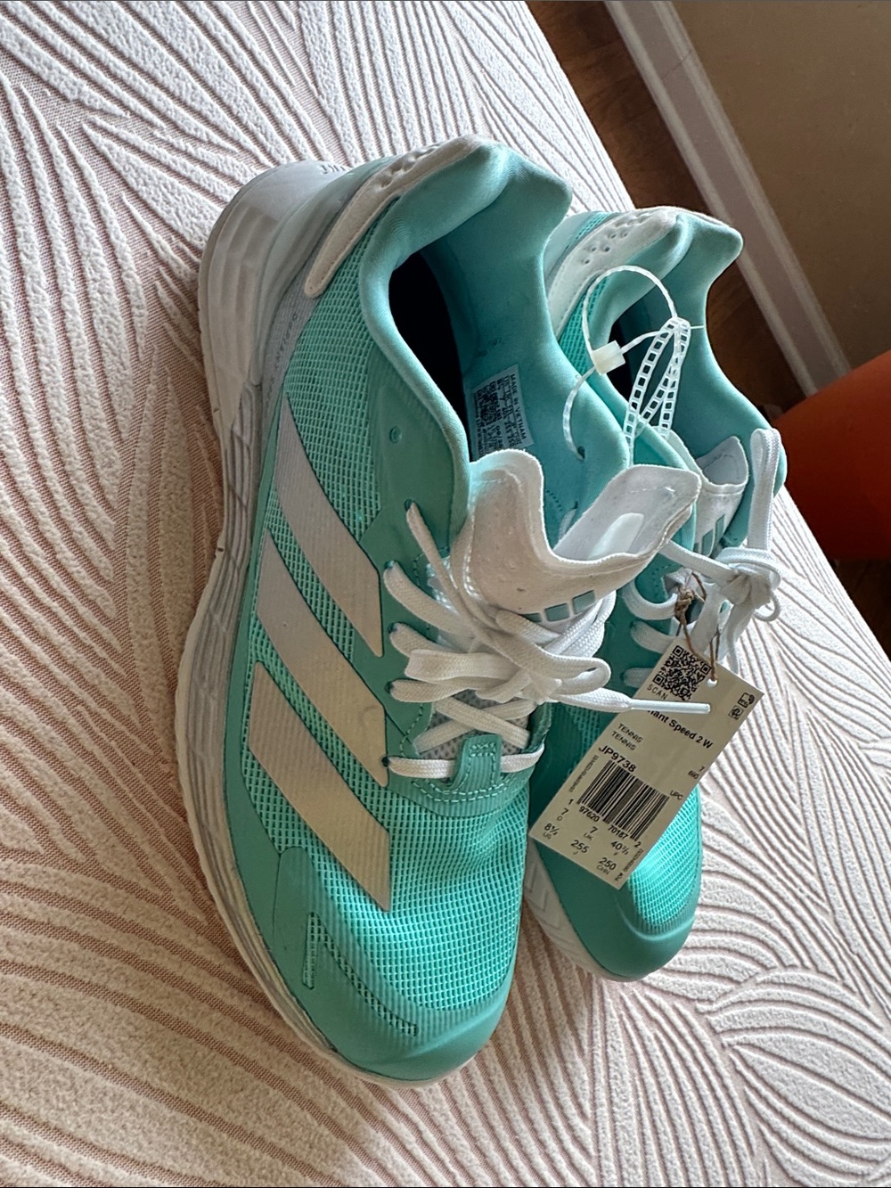 adidas Women’s Aqua Green and White Athletic Sneakers